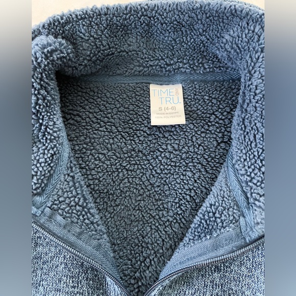 Time and Tru Blue Fuzzy Athletic Jacket Size Small - Picture 10 of 11